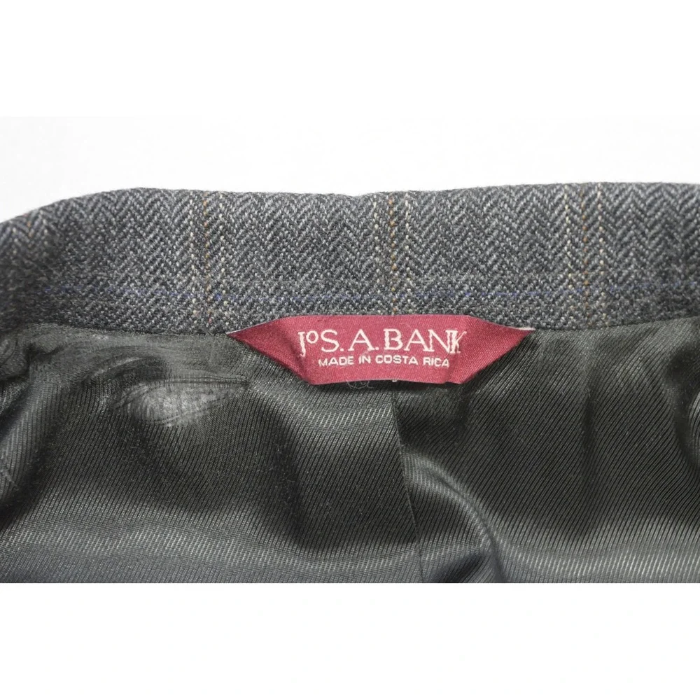Jos. A. Bank Blazer Mens 43L Grey Herringbone Pinstripe Wool Blend Two Button
